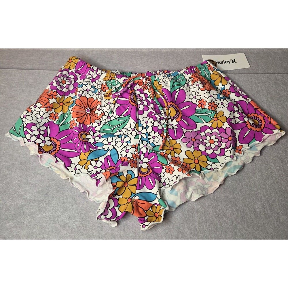 HURLEY Women's Retro Flower Print  Swim Shorts  SZ S Cover Up NWT